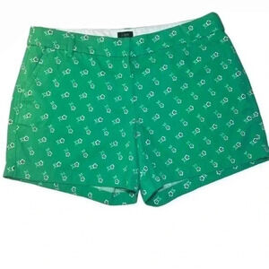 J Crew Floral Pattern Green Chino Shorts Size 12